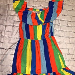 ASOS Off-Shoulder Colorful Striped Dress